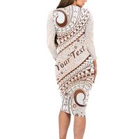 Pasifika Festival Long Sleeve Bodycon Dress Vintage Tribal Pattern LT01 - Polynesian Pride