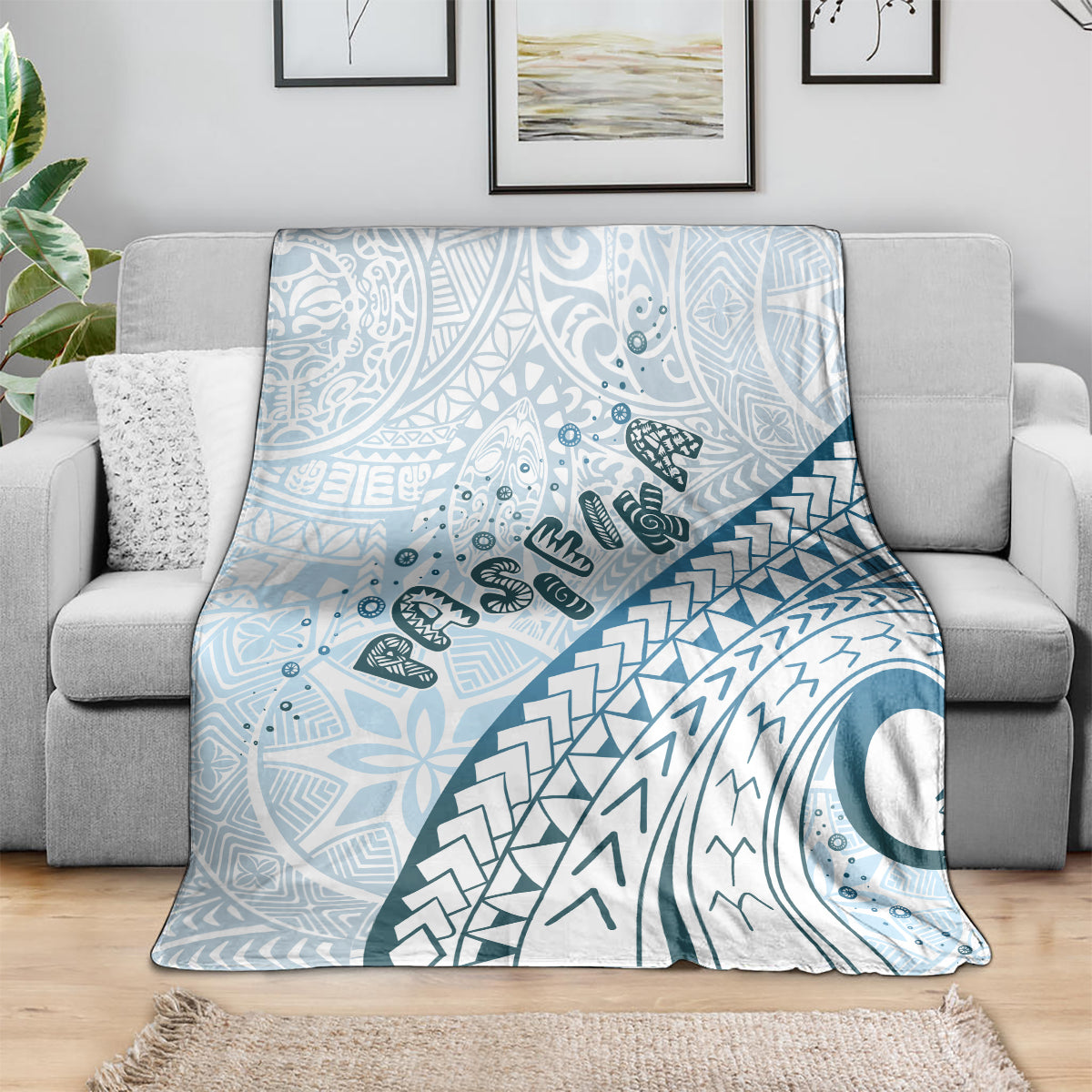 Pasifika Festival Blanket Tribal Pattern Blue Version