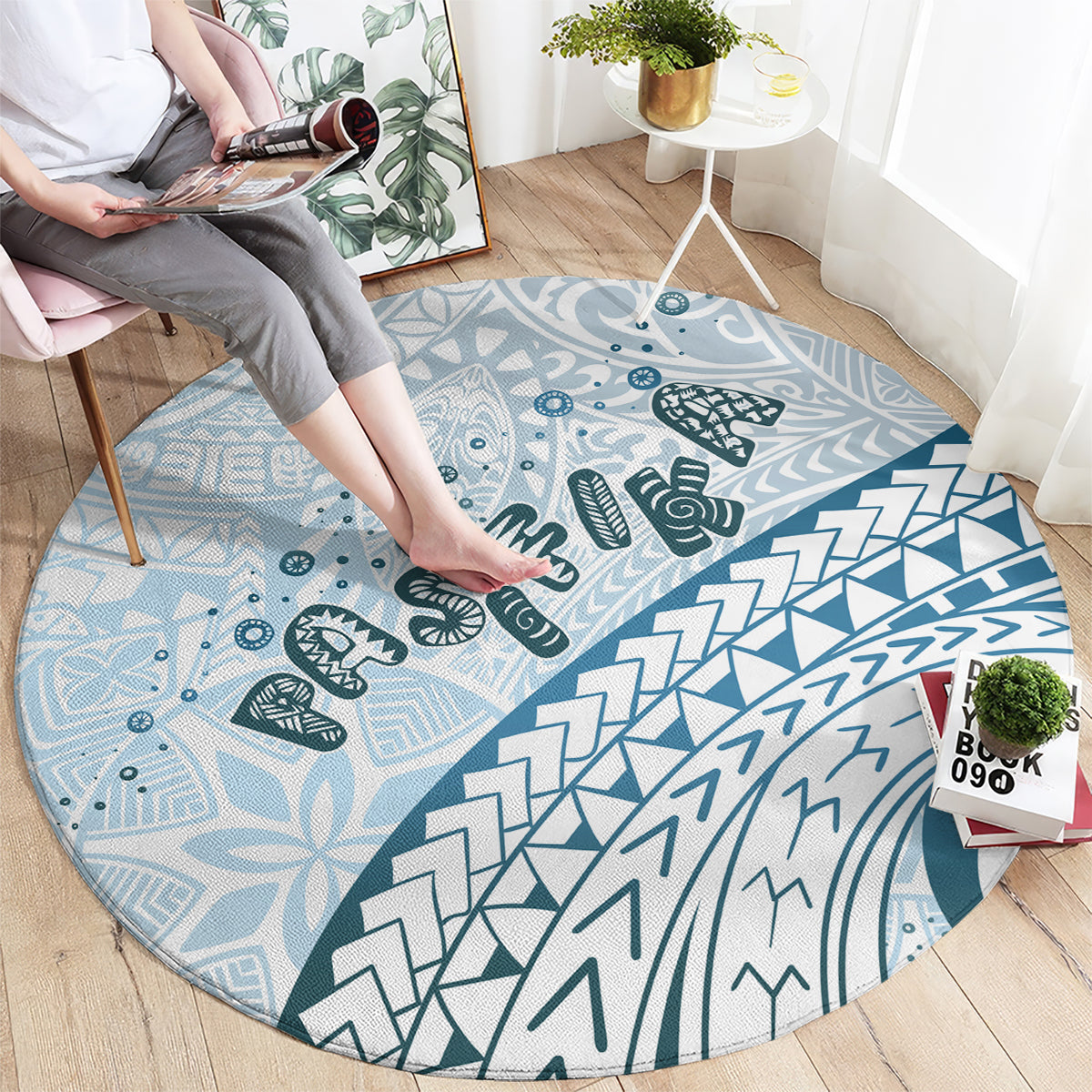 Pasifika Festival Round Carpet Tribal Pattern Blue Version LT01 - Polynesian Pride