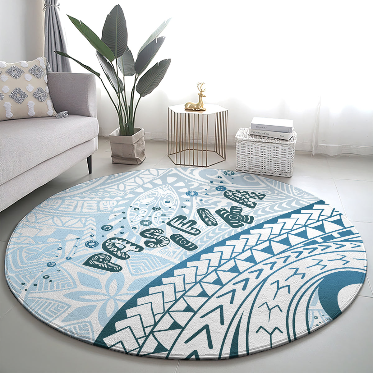 Pasifika Festival Round Carpet Tribal Pattern Blue Version LT01 - Polynesian Pride