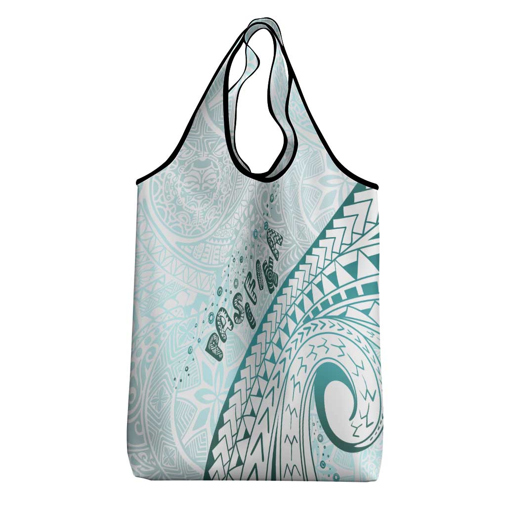 Pasifika Festival Grocery Bag Tribal Pattern Teal Version