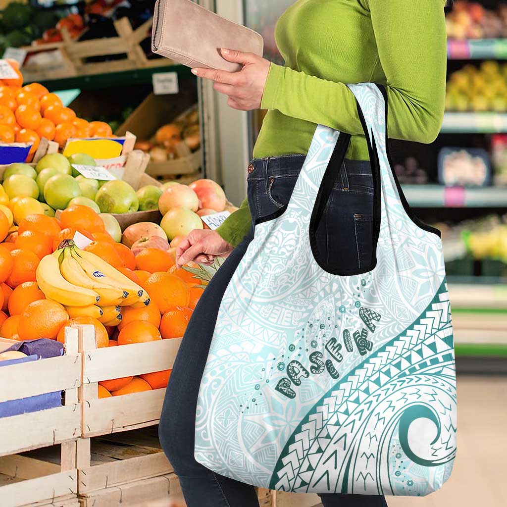 Pasifika Festival Grocery Bag Tribal Pattern Teal Version