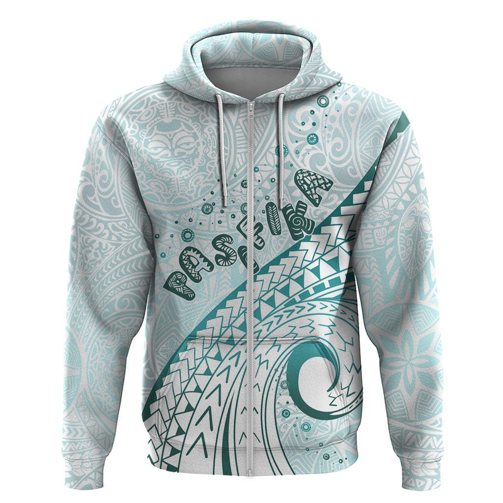 Pasifika Festival Zip Hoodie Tribal Pattern Teal Version LT01 Zip Hoodie Teal - Polynesian Pride