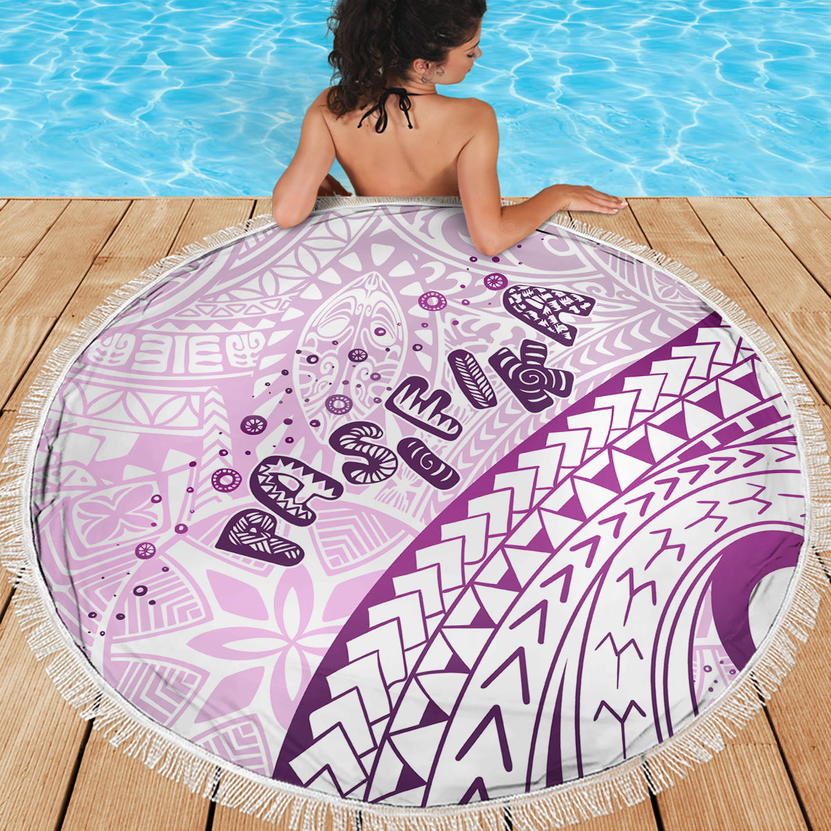 Pasifika Festival Beach Blanket Tribal Pattern Lilac Version