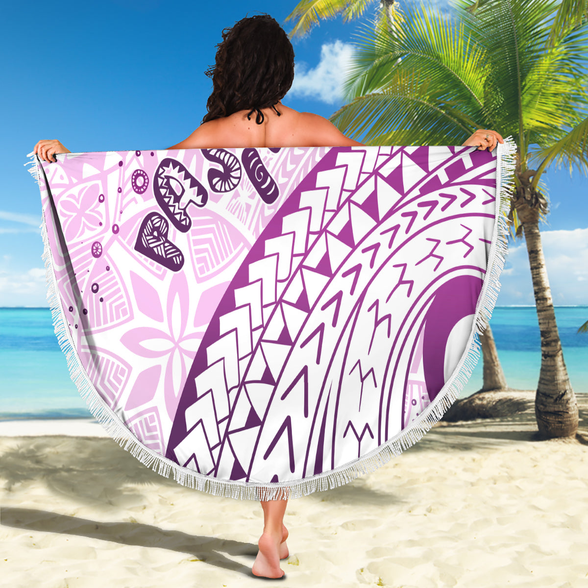 Pasifika Festival Beach Blanket Tribal Pattern Lilac Version