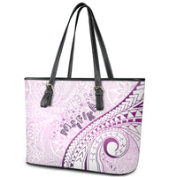 Pasifika Festival Leather Tote Bag Tribal Pattern Lilac Version