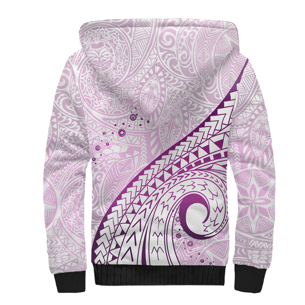 Pasifika Festival Sherpa Hoodie Tribal Pattern Lilac Version LT01 - Polynesian Pride