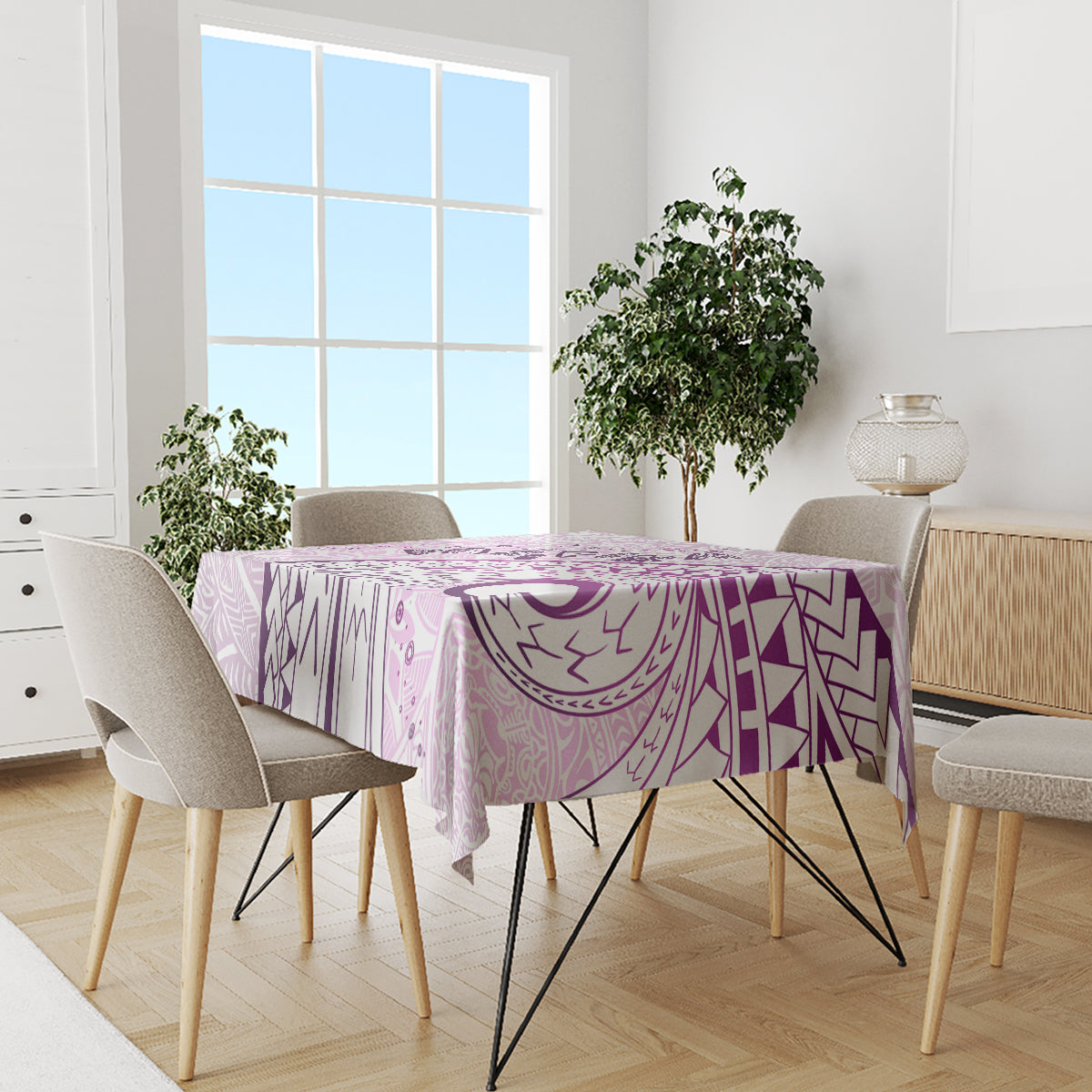 Pasifika Festival Tablecloth Tribal Pattern Lilac Version LT01 - Polynesian Pride