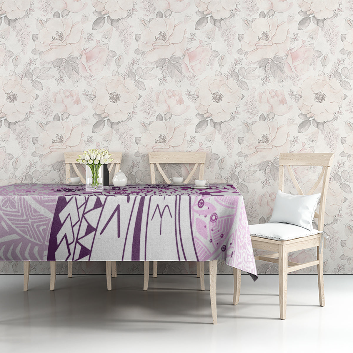 Pasifika Festival Tablecloth Tribal Pattern Lilac Version LT01 - Polynesian Pride