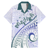 Pasifika Festival Family Matching Mermaid Dress and Hawaiian Shirt Tribal Pattern Violet Version LT01 Dad's Shirt - Short Sleeve Purple - Polynesian Pride