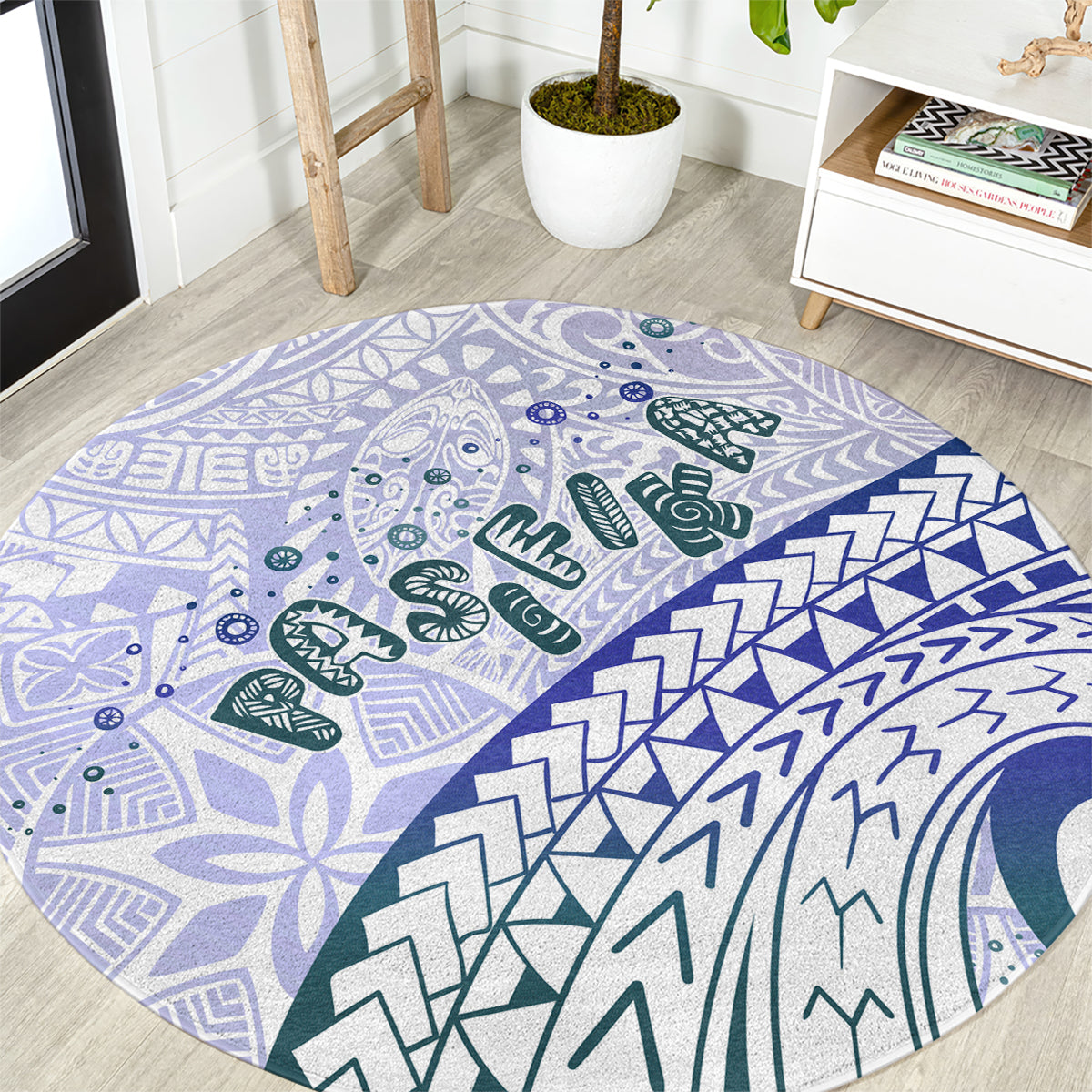 Pasifika Festival Round Carpet Tribal Pattern Violet Version LT01 Purple - Polynesian Pride