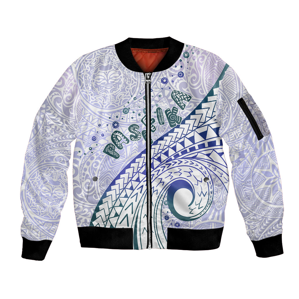 Pasifika Festival Sleeve Zip Bomber Jacket Tribal Pattern Violet Version LT01 Unisex Purple - Polynesian Pride