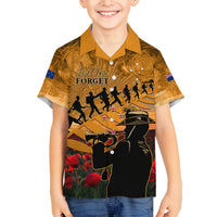 ANZAC Day 2024 Family Matching Off Shoulder Short Dress and Hawaiian Shirt Silver Fern With A Trumpet Soldier LT01 Son's Shirt Art - Polynesian Pride