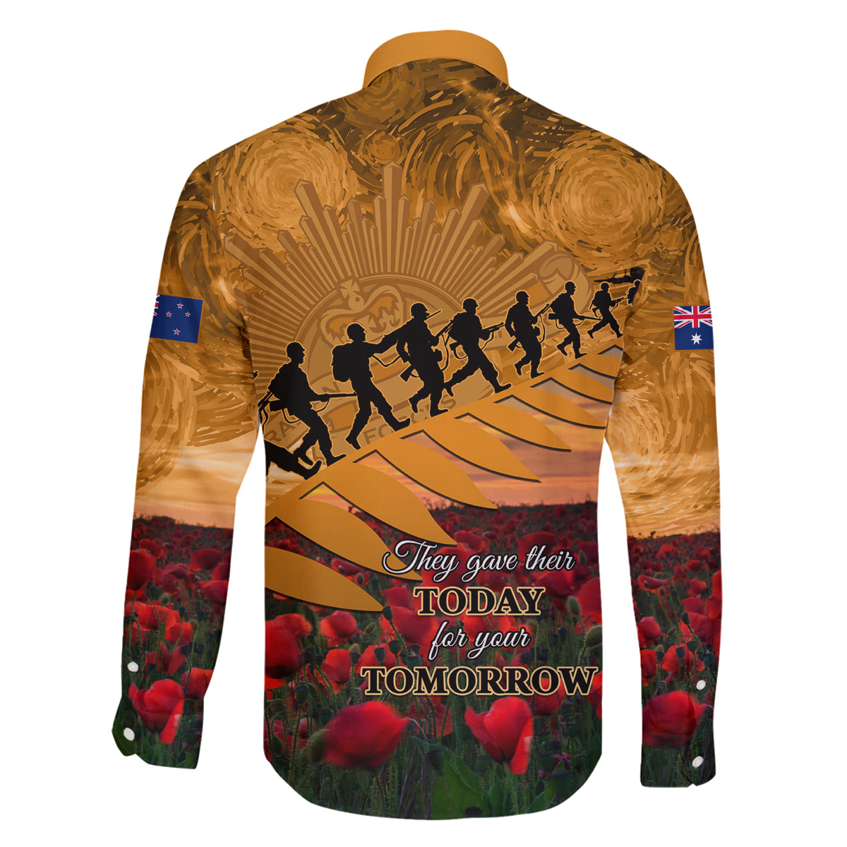 ANZAC Day 2024 Family Matching Summer Maxi Dress and Hawaiian Shirt Silver Fern With A Trumpet Soldier LT01 - Polynesian Pride