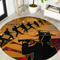 ANZAC Day 2024 Round Carpet Silver Fern With A Trumpet Soldier LT01 Art - Polynesian Pride
