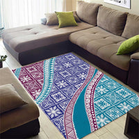 Hawaiian Quilt Pattern Area Rug Purple Blue Color Mixed - Polynesian Pride