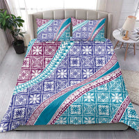 Hawaiian Quilt Pattern Bedding Set Purple Blue Color Mixed - Polynesian Pride