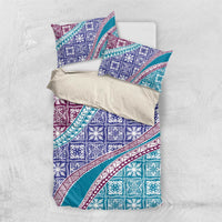 Hawaiian Quilt Pattern Bedding Set Purple Blue Color Mixed - Polynesian Pride
