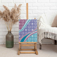 Hawaiian Quilt Pattern Canvas Wall Art Purple Blue Color Mixed - Polynesian Pride