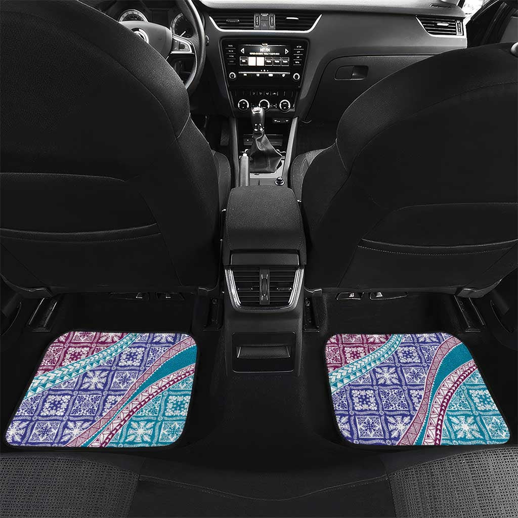 Hawaiian Quilt Pattern Car Mats Purple Blue Color Mixed - Polynesian Pride