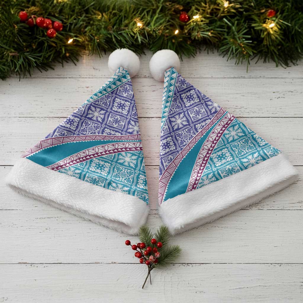 Hawaiian Quilt Pattern Christmas Santa Hat Purple Blue Color Mixed - Polynesian Pride