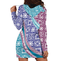 Hawaiian Quilt Pattern Hoodie Dress Purple Blue Color Mixed - Polynesian Pride