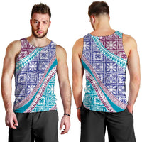 Hawaiian Quilt Pattern Men Tank Top Purple Blue Color Mixed - Polynesian Pride
