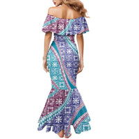 Hawaiian Quilt Pattern Mermaid Dress Purple Blue Color Mixed - Polynesian Pride