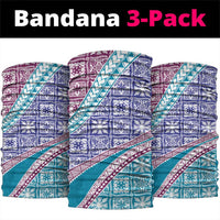Hawaiian Quilt Pattern Neck Gaiter Purple Blue Color Mixed - Polynesian Pride