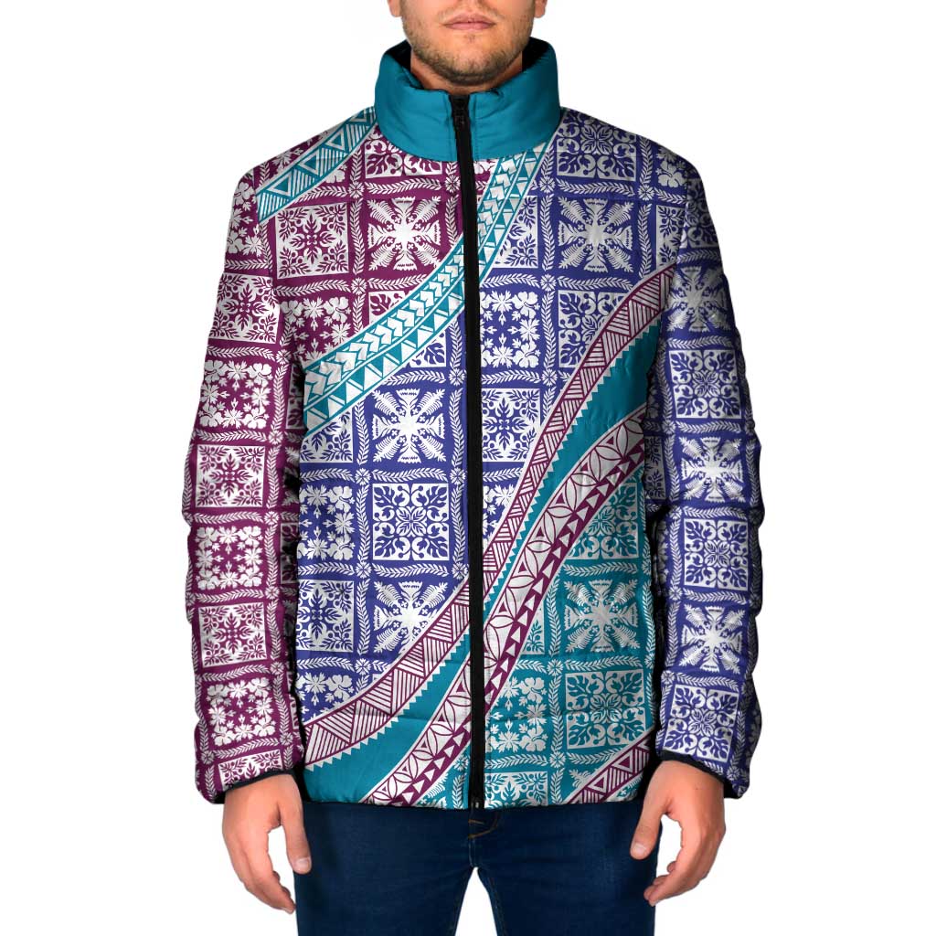 Hawaiian Quilt Pattern Padded Jacket Purple Blue Color Mixed - Polynesian Pride