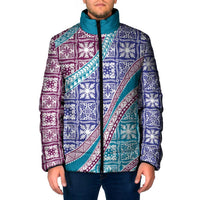 Hawaiian Quilt Pattern Padded Jacket Purple Blue Color Mixed - Polynesian Pride