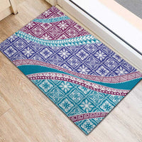 Hawaiian Quilt Pattern Rubber Doormat Purple Blue Color Mixed - Polynesian Pride