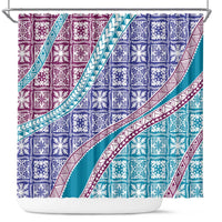 Hawaiian Quilt Pattern Shower Curtain Purple Blue Color Mixed - Polynesian Pride