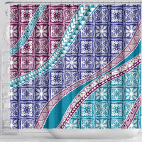Hawaiian Quilt Pattern Shower Curtain Purple Blue Color Mixed - Polynesian Pride