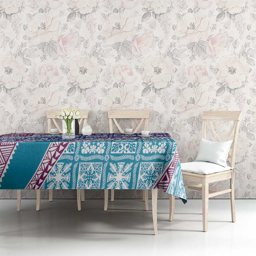 Hawaiian Quilt Pattern Tablecloth Purple Blue Color Mixed - Polynesian Pride