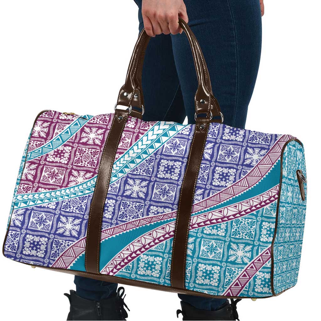 Hawaiian Quilt Pattern Travel Bag Purple Blue Color Mixed - Polynesian Pride