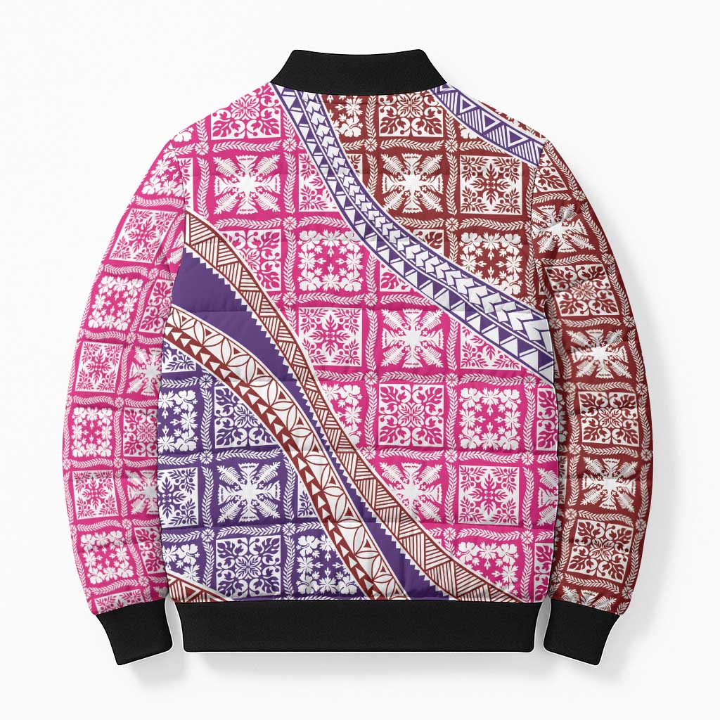 Hawaiian Quilt Pattern Bomber Puffer Jacket Sweet Color Mixed - Polynesian Pride