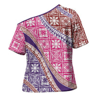 Hawaiian Quilt Pattern Cross Shoulder Shirt Sweet Color Mixed - Polynesian Pride