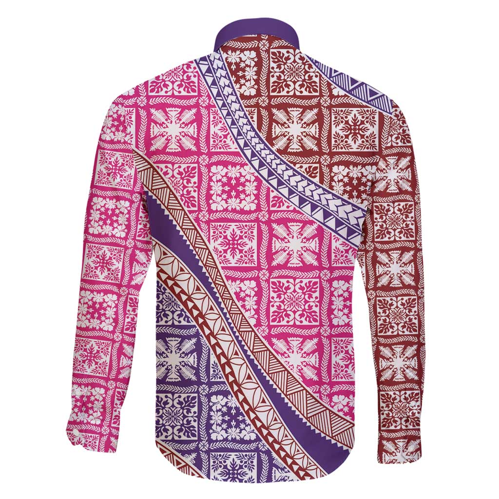 Hawaiian Quilt Pattern Family Matching Off Shoulder Short Dress and Hawaiian Shirt Sweet Color Mixed - Polynesian Pride