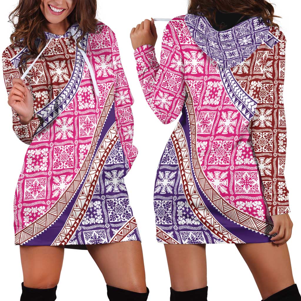 Hawaiian Quilt Pattern Hoodie Dress Sweet Color Mixed - Polynesian Pride