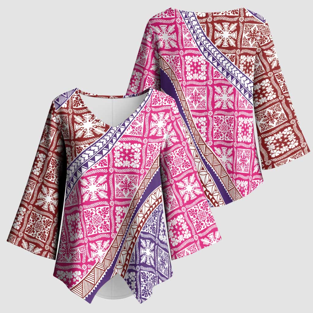 Hawaiian Quilt Pattern Kimono Sleeve Blouse Sweet Color Mixed - Polynesian Pride