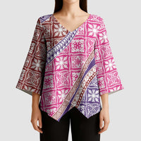 Hawaiian Quilt Pattern Kimono Sleeve Blouse Sweet Color Mixed - Polynesian Pride
