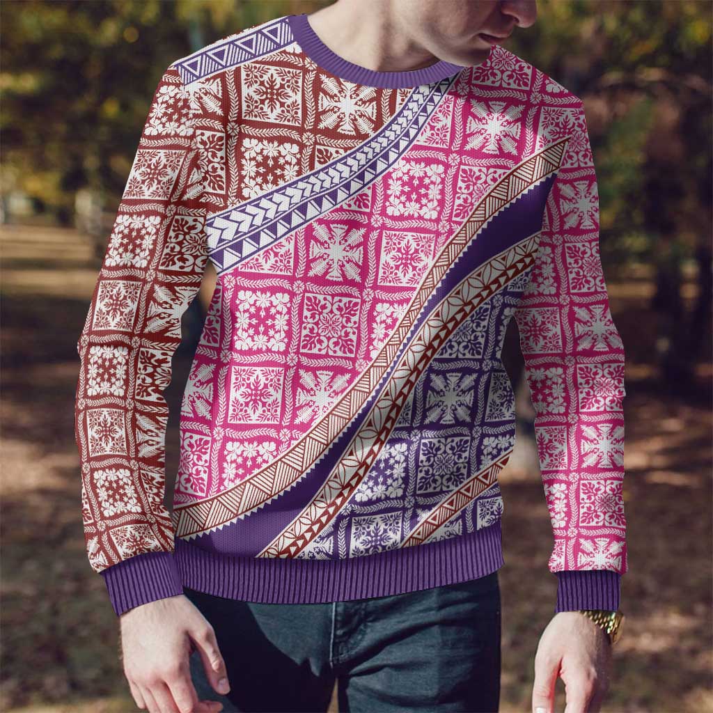 Hawaiian Quilt Pattern Ugly Christmas Sweater Sweet Color Mixed - Polynesian Pride