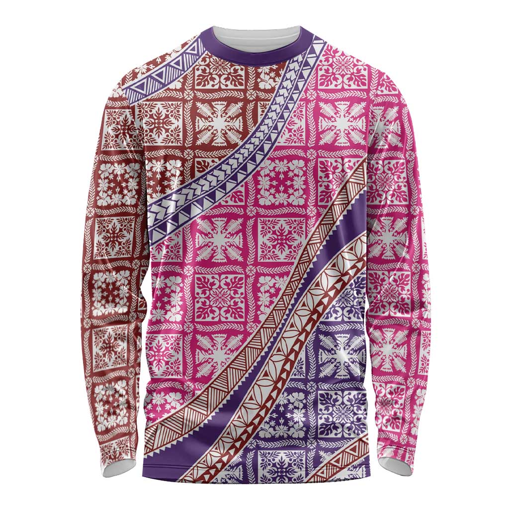 Hawaiian Quilt Pattern Long Sleeve Shirt Sweet Color Mixed - Polynesian Pride