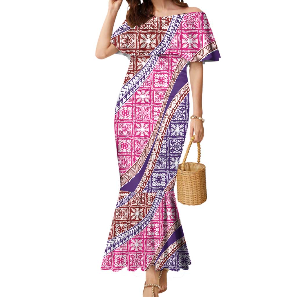 Hawaiian Quilt Pattern Mermaid Dress Sweet Color Mixed - Polynesian Pride