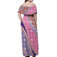 Hawaiian Quilt Pattern Off Shoulder Maxi Dress Sweet Color Mixed - Polynesian Pride