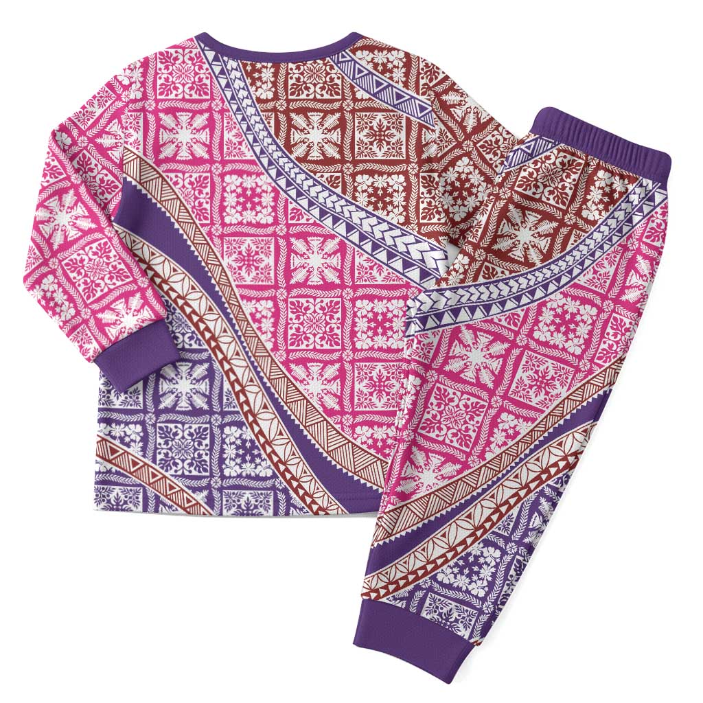 Hawaiian Quilt Pattern Christmas Pajama Set Sweet Color Mixed - Polynesian Pride