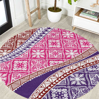 Hawaiian Quilt Pattern Round Carpet Sweet Color Mixed - Polynesian Pride