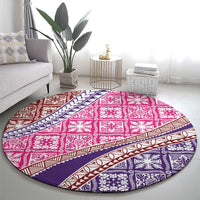 Hawaiian Quilt Pattern Round Carpet Sweet Color Mixed - Polynesian Pride