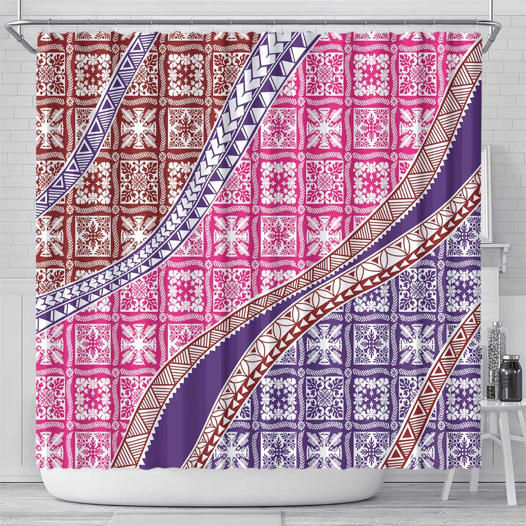 Hawaiian Quilt Pattern Shower Curtain Sweet Color Mixed - Polynesian Pride